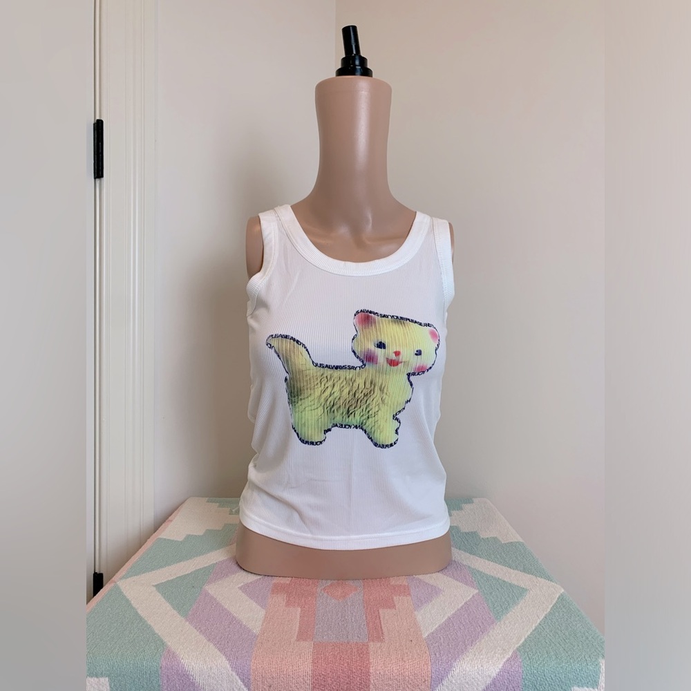 Kitsch baby animal kitten tank top
